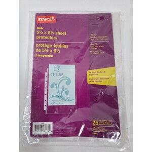 Staples 5-1/2" x 8-1/2" Sheet Protectors Clear 25 Pack 15942-US Small